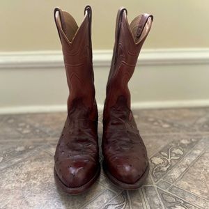 USED TECOVAS 8.5B BOURBON JESSIE OSTRICH BOOTS